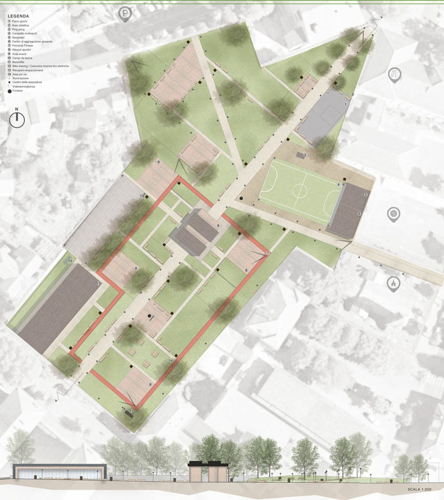 masterplan progetto parco multifunzionale riqualificazione area concorso di idee Condove Ahora architettura 
