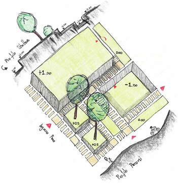 Idea progettuale griglia regolare verde parco multifunzionale concorso d'idee condove