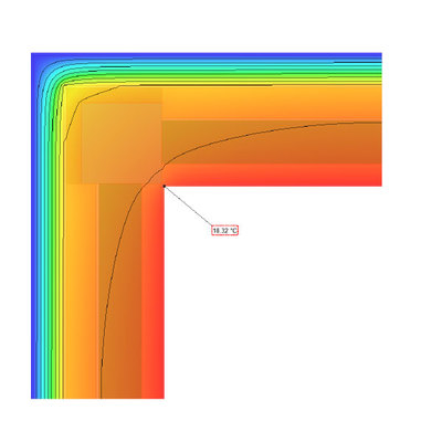 Calcolo grafico ponte termico sul pilastro angolo dell'edificio
