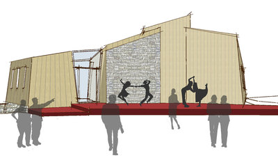 palco esterno attività concorso schizzo ahora architettura almese centro polivalente progettazione sostenibile