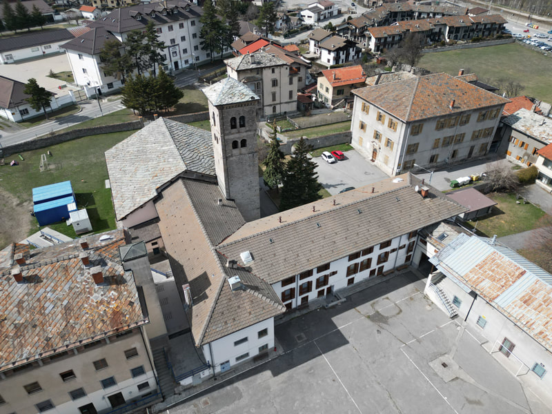 complesso parrocchiale Badia Oulx diagnosi energetica drone rilievo ahora architettura